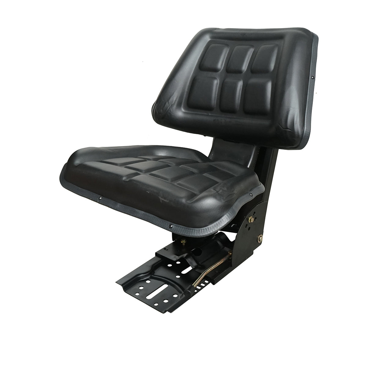 Universal black seat with triple adjustment and shock absorber for tractor U-445